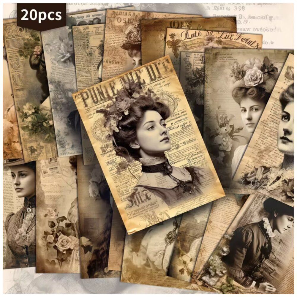NWT Victorian Women Postcards Vintage Junk Journal Paper Craft 20pc Stationary